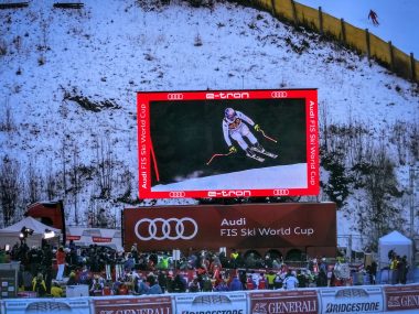 Mobiel LED-scherm bij Ski world cup