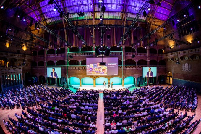 Corporate event location Amsterdam video screen