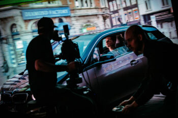 Virtual LED-production scene with car