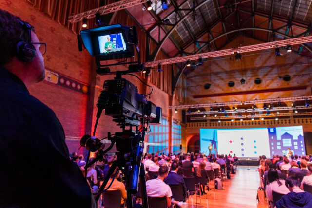 Live camera recording at a corporate event