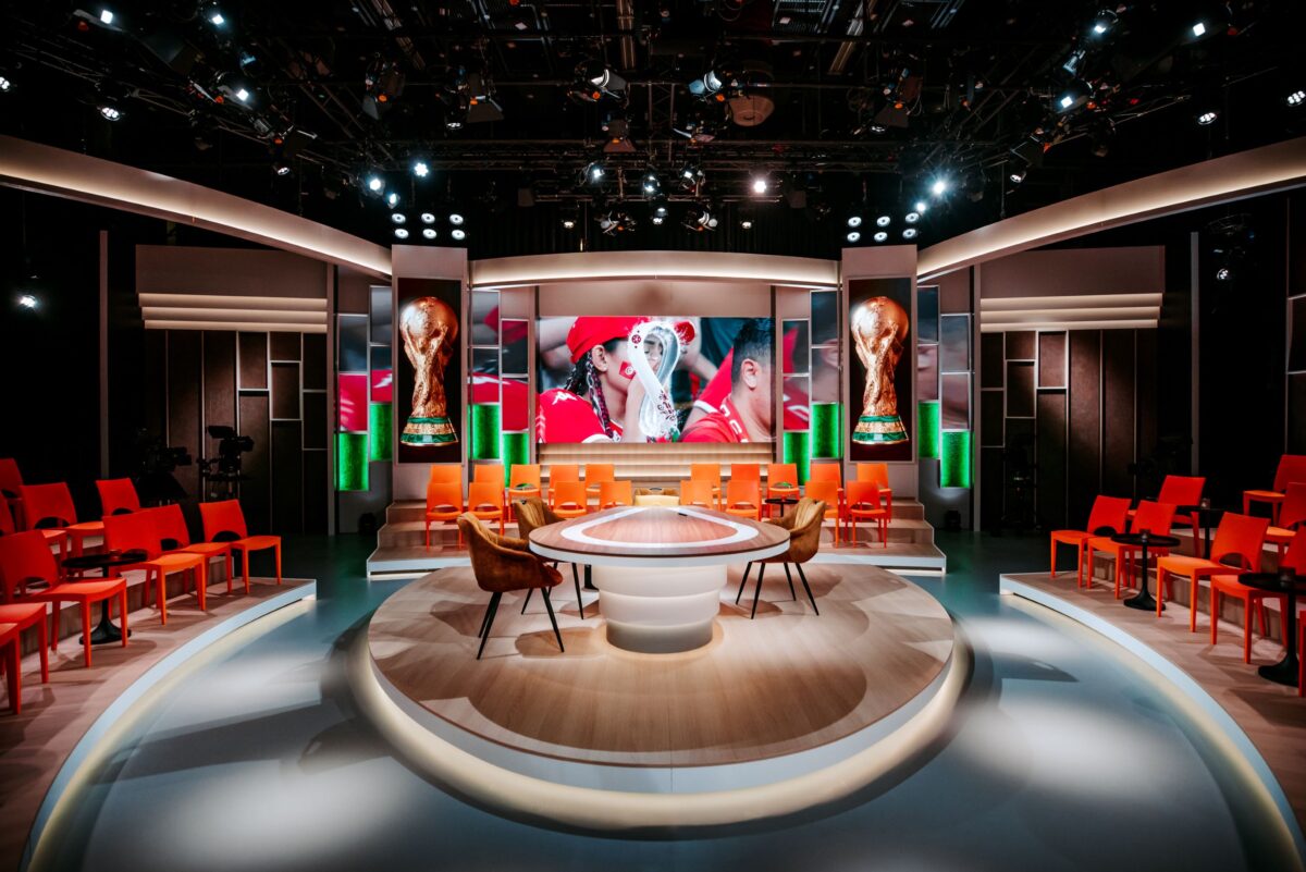 NOS World Cup studio with LED displays