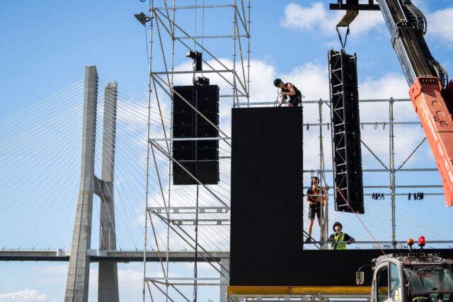 LED screen assembly during WYD2023 Lisbon