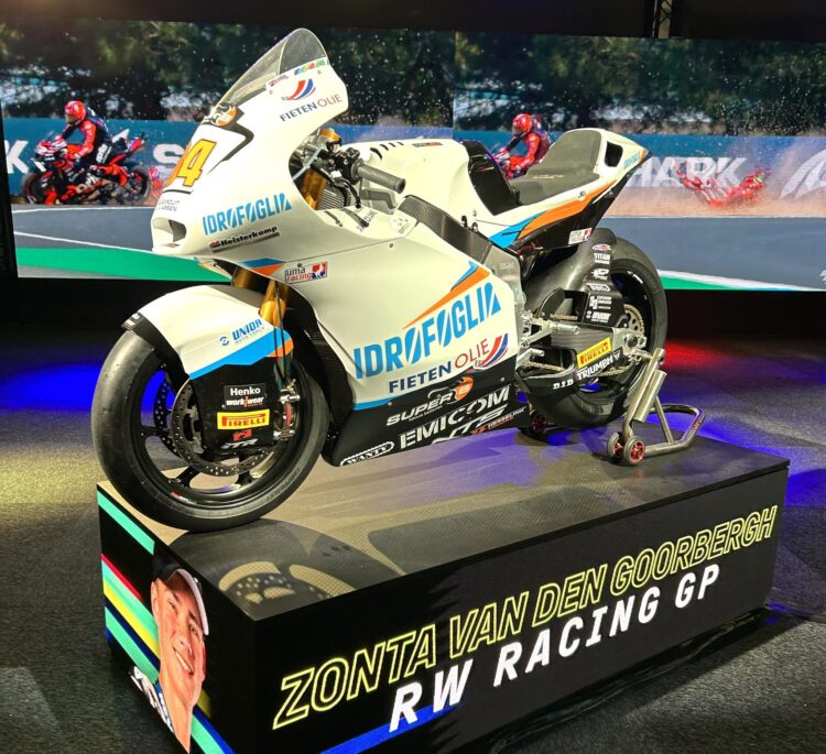 Racemotor stand with LED sides