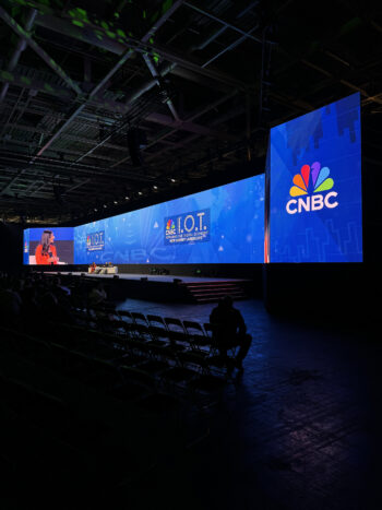 Large LED screen on stage for corporate summit