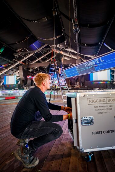 Technicians testing the installation